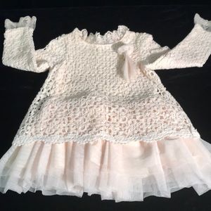 Cream colored crochet over sheer dress